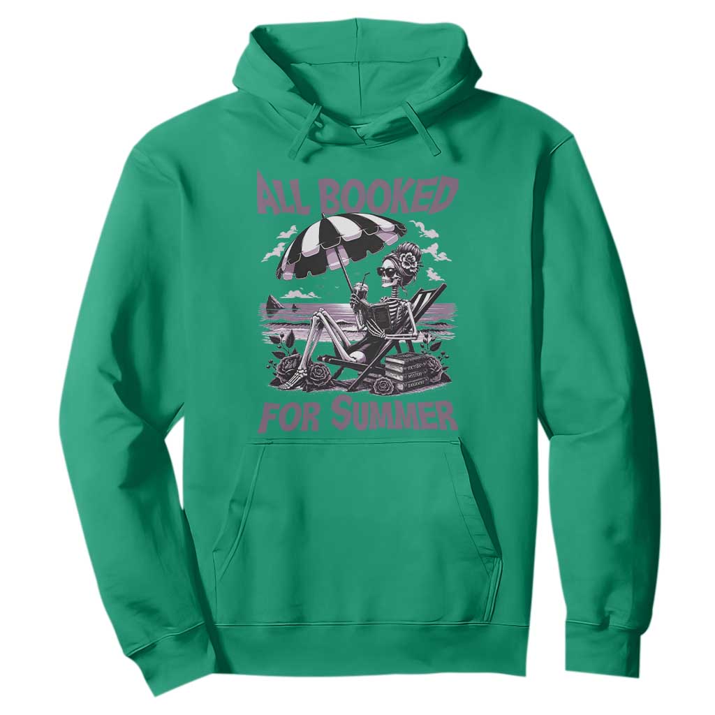 Funny Skeleton Reading At The Beach Hoodie All Booked For Summer TS12 Irish Green Print Your Wear