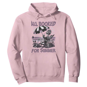 Funny Skeleton Reading At The Beach Hoodie All Booked For Summer TS12 Light Pink Print Your Wear