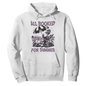 Funny Skeleton Reading At The Beach Hoodie All Booked For Summer TS12 White Print Your Wear