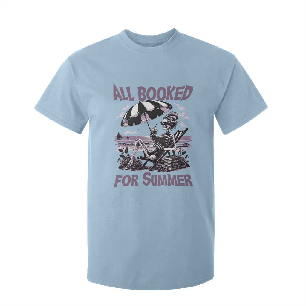 Funny Skeleton Reading At The Beach T Shirt For Kid All Booked For Summer TS12 Light Blue Print Your Wear