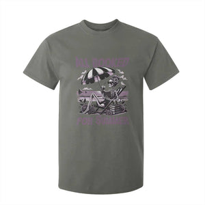 Funny Skeleton Reading At The Beach T Shirt For Kid All Booked For Summer TS12 Military Green Print Your Wear