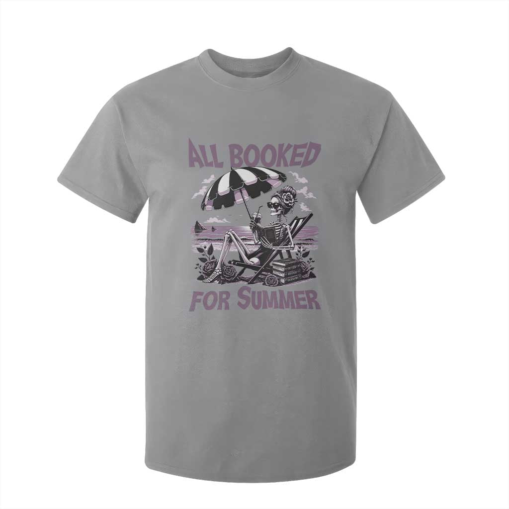 Funny Skeleton Reading At The Beach T Shirt For Kid All Booked For Summer TS12 Sport Gray Print Your Wear