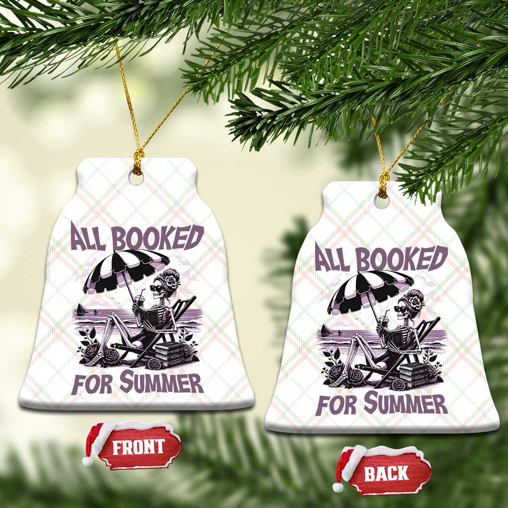 Funny Skeleton Reading At The Beach Ceramic Ornament All Booked For Summer TS12 Print Your Wear