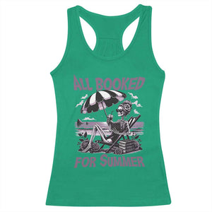 Funny Skeleton Reading At The Beach Racerback Tank Top All Booked For Summer TS12 Irish Green Print Your Wear