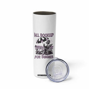 Funny Skeleton Reading At The Beach Skinny Tumbler All Booked For Summer TS12 Print Your Wear
