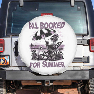 Funny Skeleton Reading At The Beach Spare Tire Cover All Booked For Summer TS12 No hole White Print Your Wear