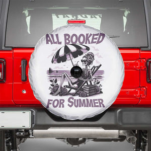 Funny Skeleton Reading At The Beach Spare Tire Cover All Booked For Summer TS12 White Print Your Wear