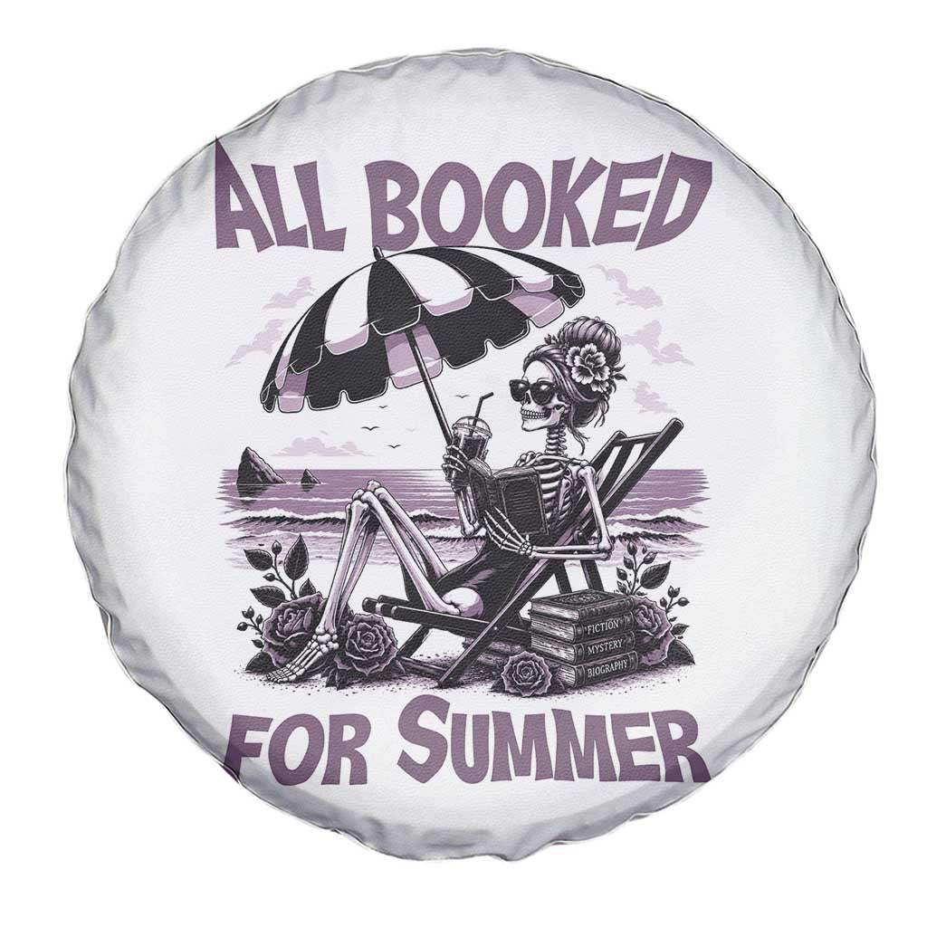 Funny Skeleton Reading At The Beach Spare Tire Cover All Booked For Summer TS12 Print Your Wear