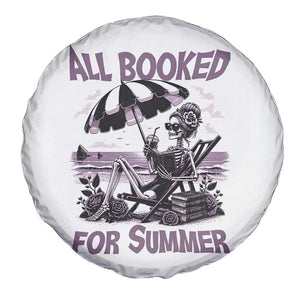 Funny Skeleton Reading At The Beach Spare Tire Cover All Booked For Summer TS12 Print Your Wear