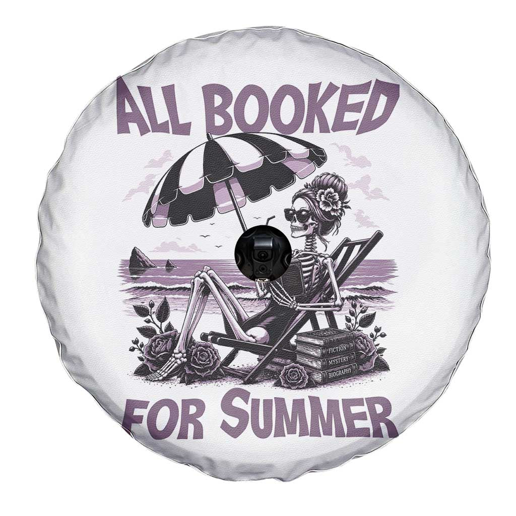 Funny Skeleton Reading At The Beach Spare Tire Cover All Booked For Summer TS12 Print Your Wear
