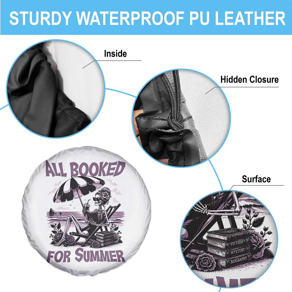 Funny Skeleton Reading At The Beach Spare Tire Cover All Booked For Summer TS12 Print Your Wear