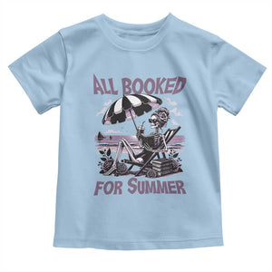 Funny Skeleton Reading At The Beach Toddler T Shirt All Booked For Summer TS12 Light Blue Print Your Wear