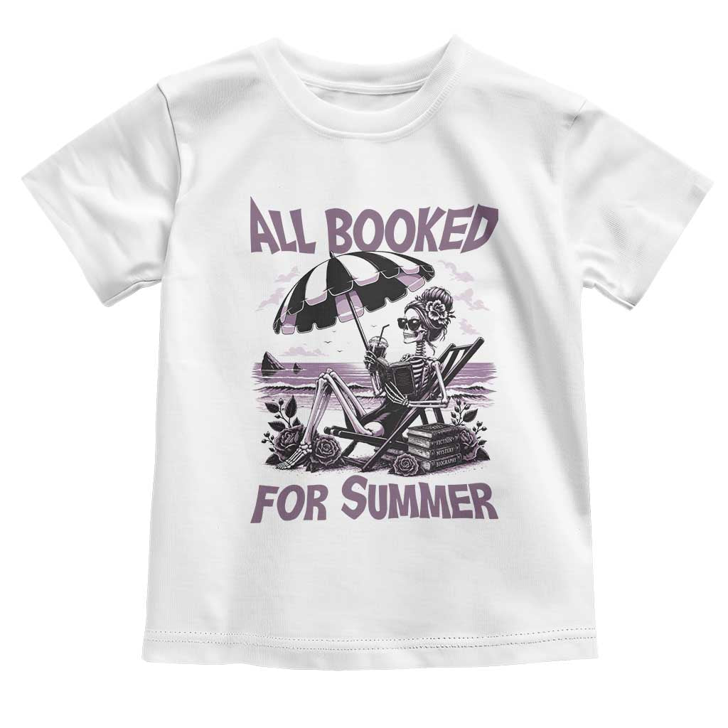 Funny Skeleton Reading At The Beach Toddler T Shirt All Booked For Summer TS12 White Print Your Wear