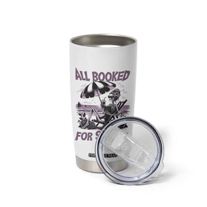 Funny Skeleton Reading At The Beach Tumbler Cup All Booked For Summer TS12 Print Your Wear