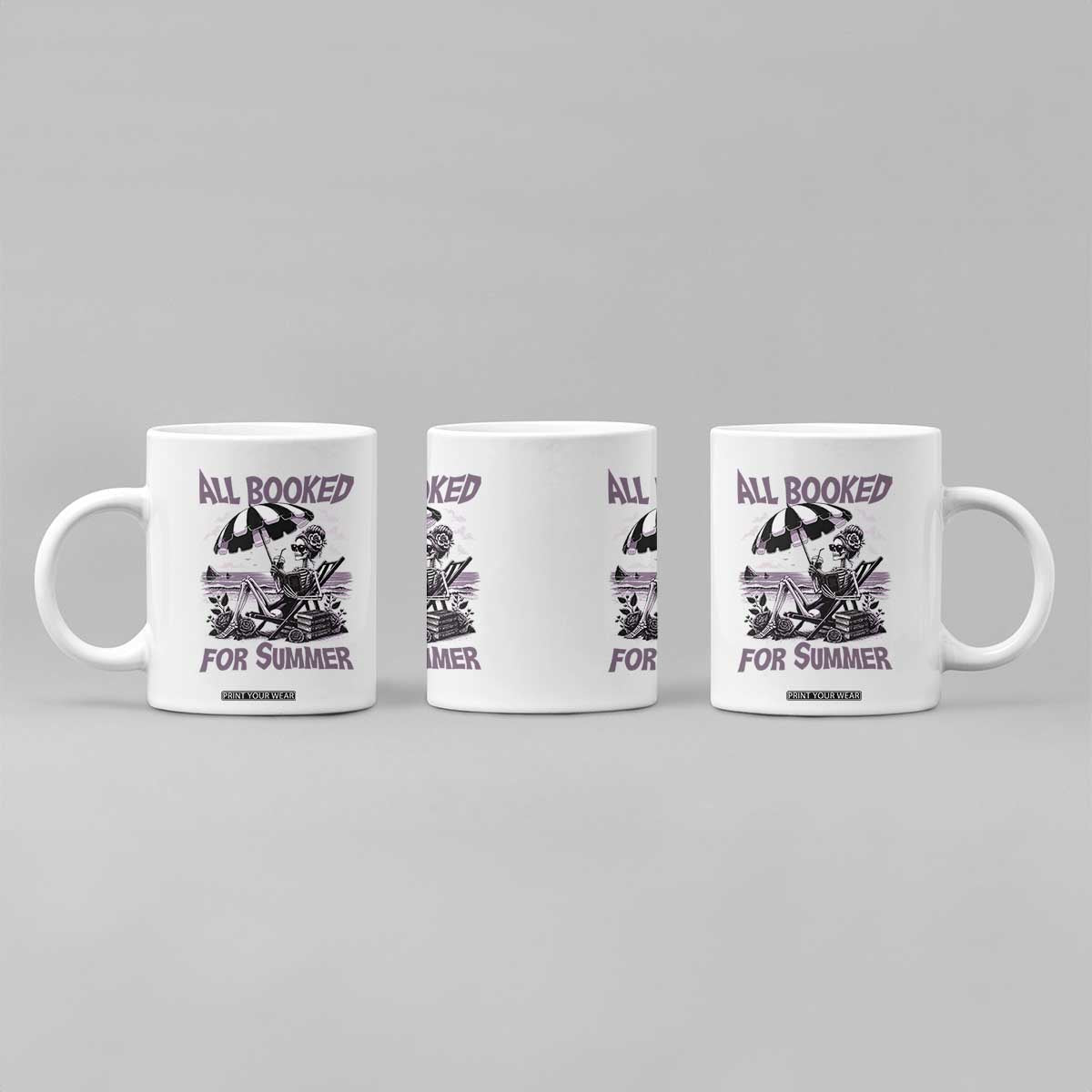 Funny Skeleton Reading At The Beach Coffee Mug All Booked For Summer TS12 Print Your Wear