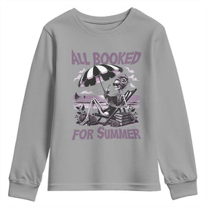 Funny Skeleton Reading At The Beach Youth Sweatshirt All Booked For Summer