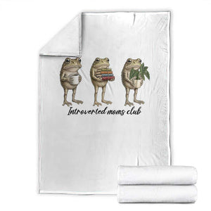 Introverted Moms Club Frog Graphic Throw Blanket Funny Mothers Day Gift TS12 White Print Your Wear