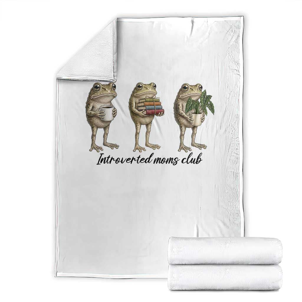 Introverted Moms Club Frog Graphic Throw Blanket Funny Mothers Day Gift TS12 White Print Your Wear