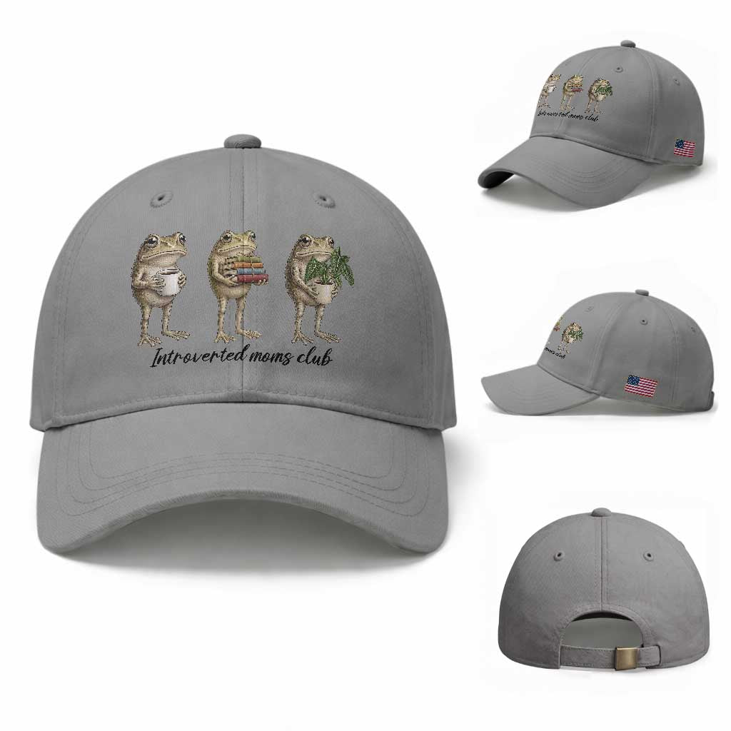 Introverted Moms Club Frog Graphic Baseball Cap Funny Mothers Day Gift TS12 Baseball Cap Universal Fit Sport Gray Print Your Wear