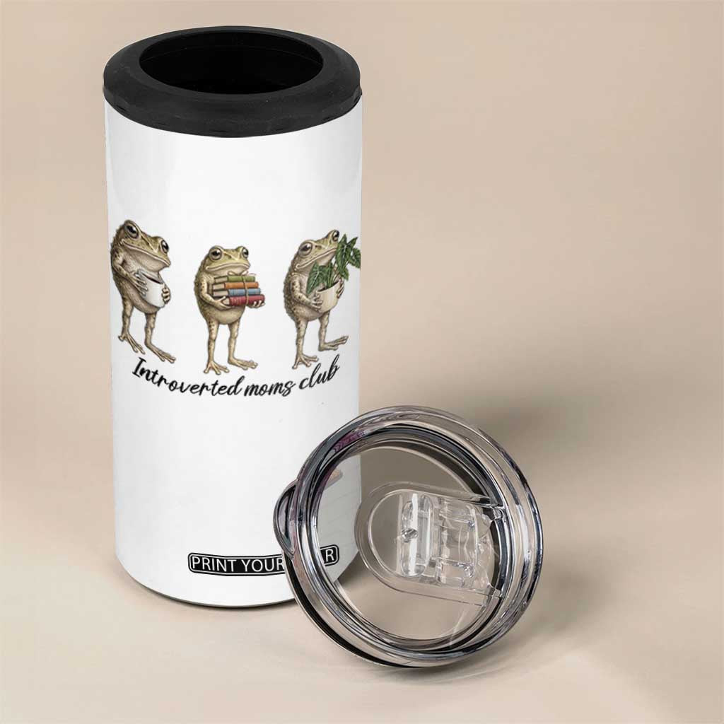 Introverted Moms Club Frog Graphic 4 in 1 Can Cooler Tumbler Funny Mothers Day Gift TS12 Print Your Wear