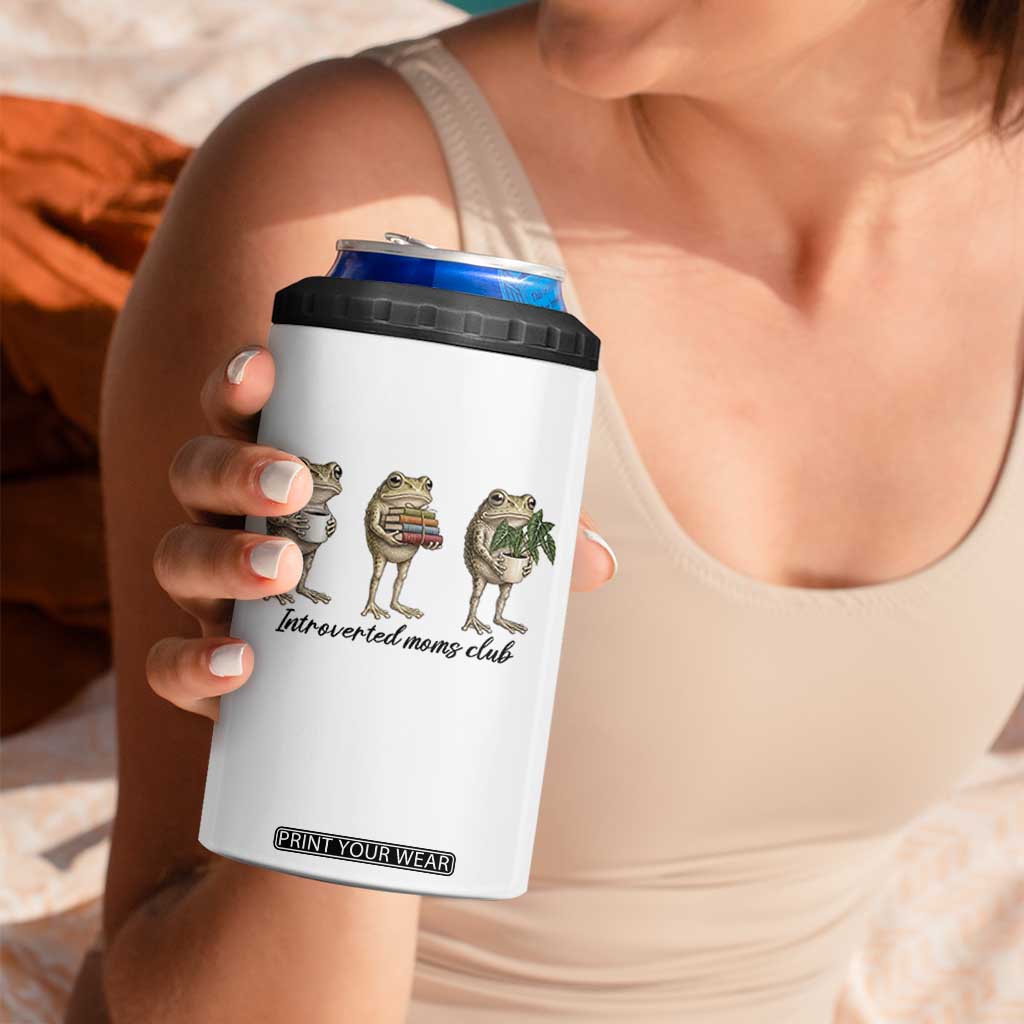 Introverted Moms Club Frog Graphic 4 in 1 Can Cooler Tumbler Funny Mothers Day Gift TS12 Print Your Wear