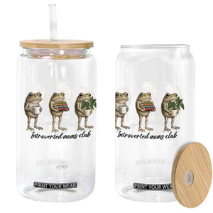 Introverted Moms Club Frog Graphic Glass Can Funny Mothers Day Gift TS12 Print Your Wear