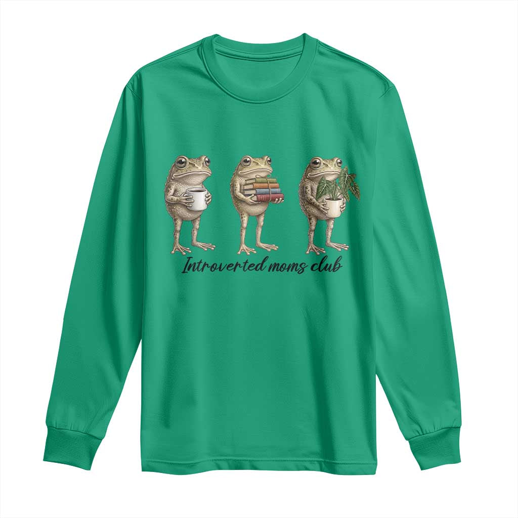 Introverted Moms Club Frog Graphic Long Sleeve Shirt Funny Mothers Day Gift TS12 Irish Green Print Your Wear