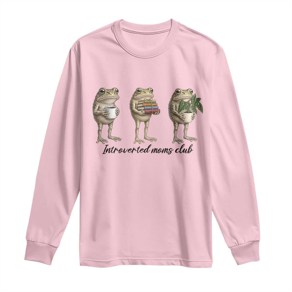 Introverted Moms Club Frog Graphic Long Sleeve Shirt Funny Mothers Day Gift TS12 Light Pink Print Your Wear