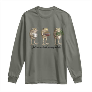Introverted Moms Club Frog Graphic Long Sleeve Shirt Funny Mothers Day Gift TS12 Military Green Print Your Wear