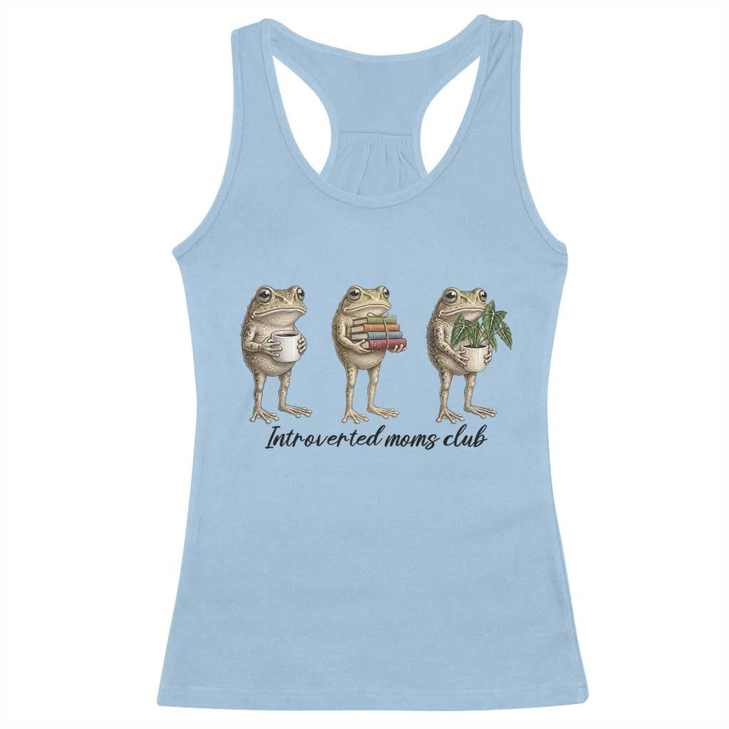 Introverted Moms Club Frog Graphic Racerback Tank Top Funny Mothers Day Gift TS12 Light Blue Print Your Wear