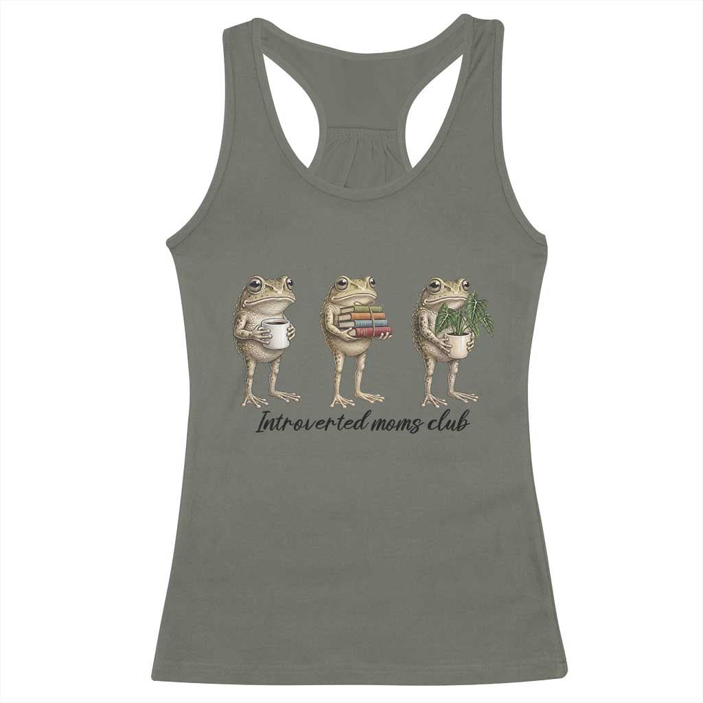 Introverted Moms Club Frog Graphic Racerback Tank Top Funny Mothers Day Gift TS12 Military Green Print Your Wear