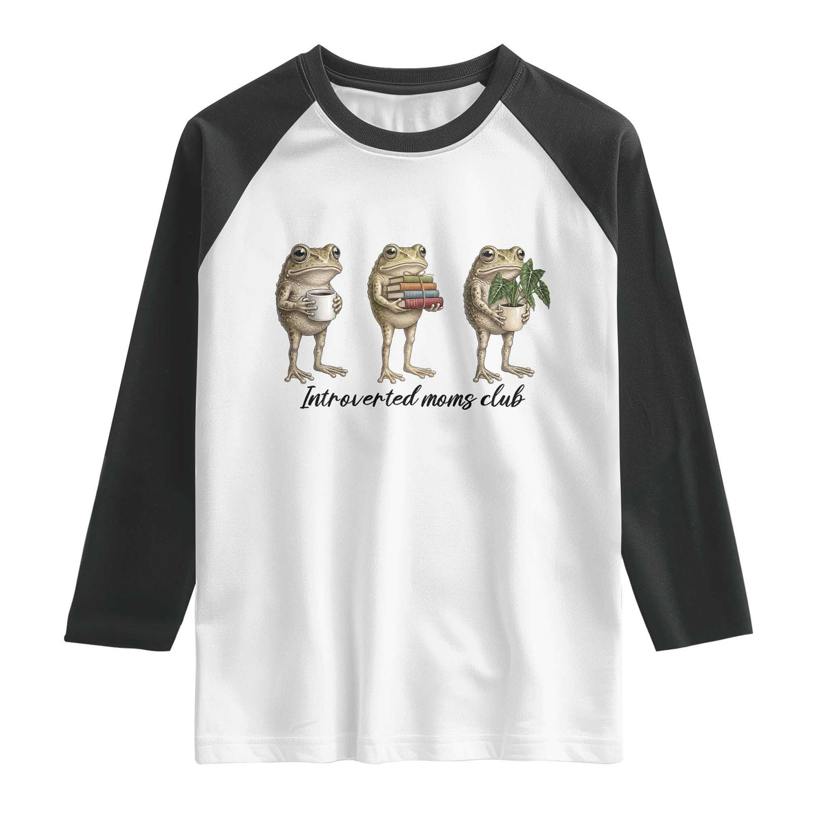 Introverted Moms Club Frog Graphic Raglan Shirt Funny Mothers Day Gift TS12 White Black Print Your Wear