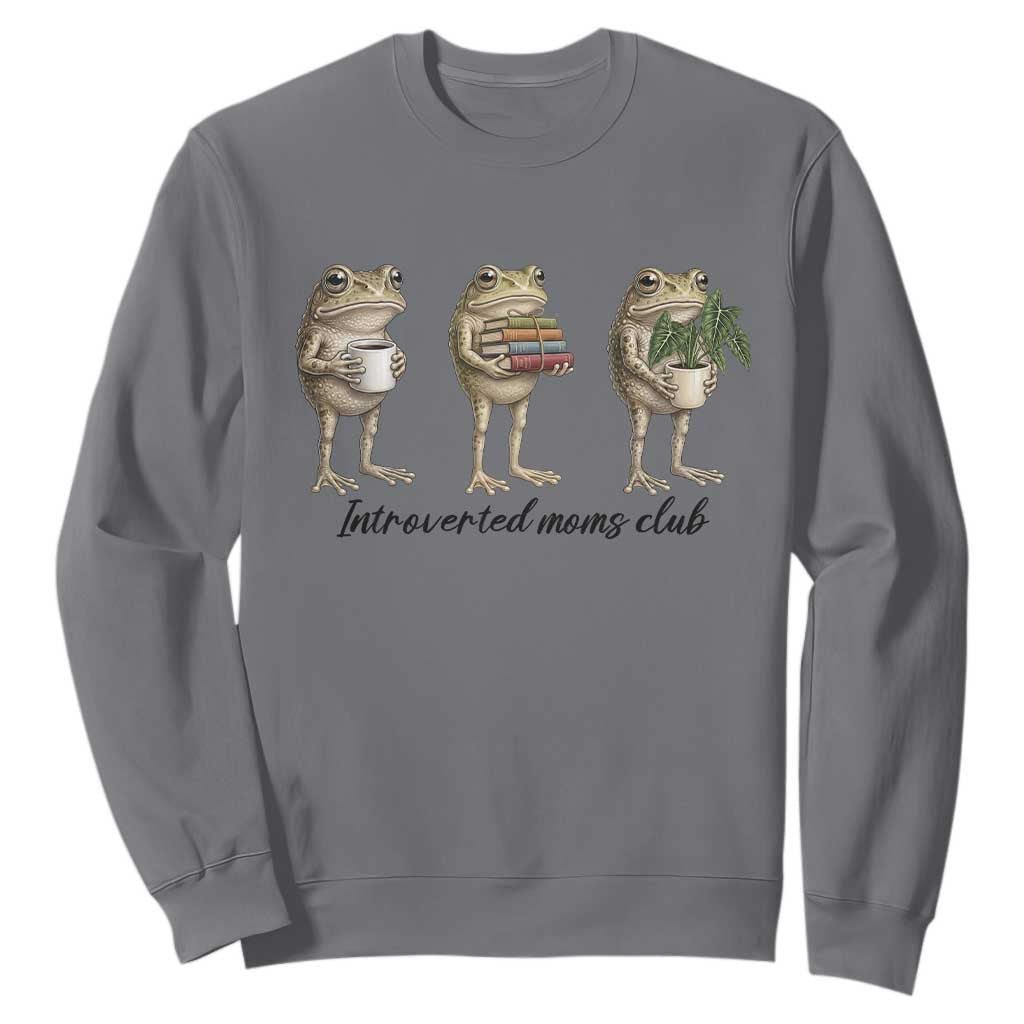 Introverted Moms Club Frog Graphic Sweatshirt Funny Mothers Day Gift TS12 Charcoal Print Your Wear