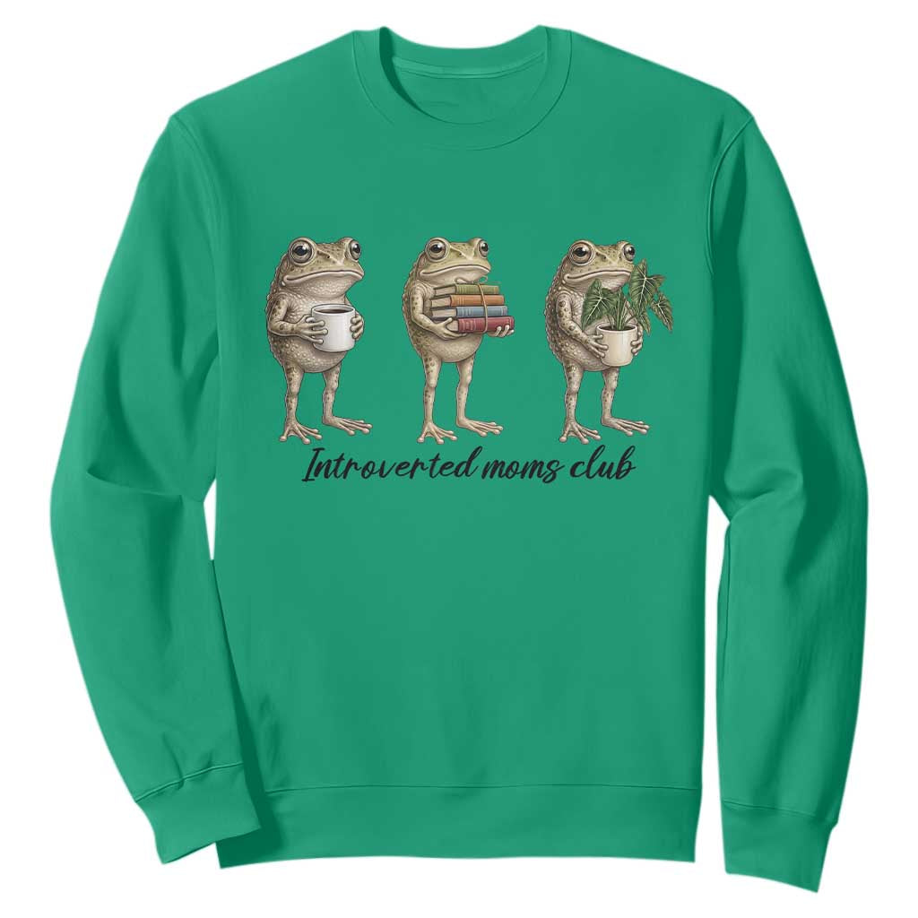 Introverted Moms Club Frog Graphic Sweatshirt Funny Mothers Day Gift TS12 Irish Green Print Your Wear