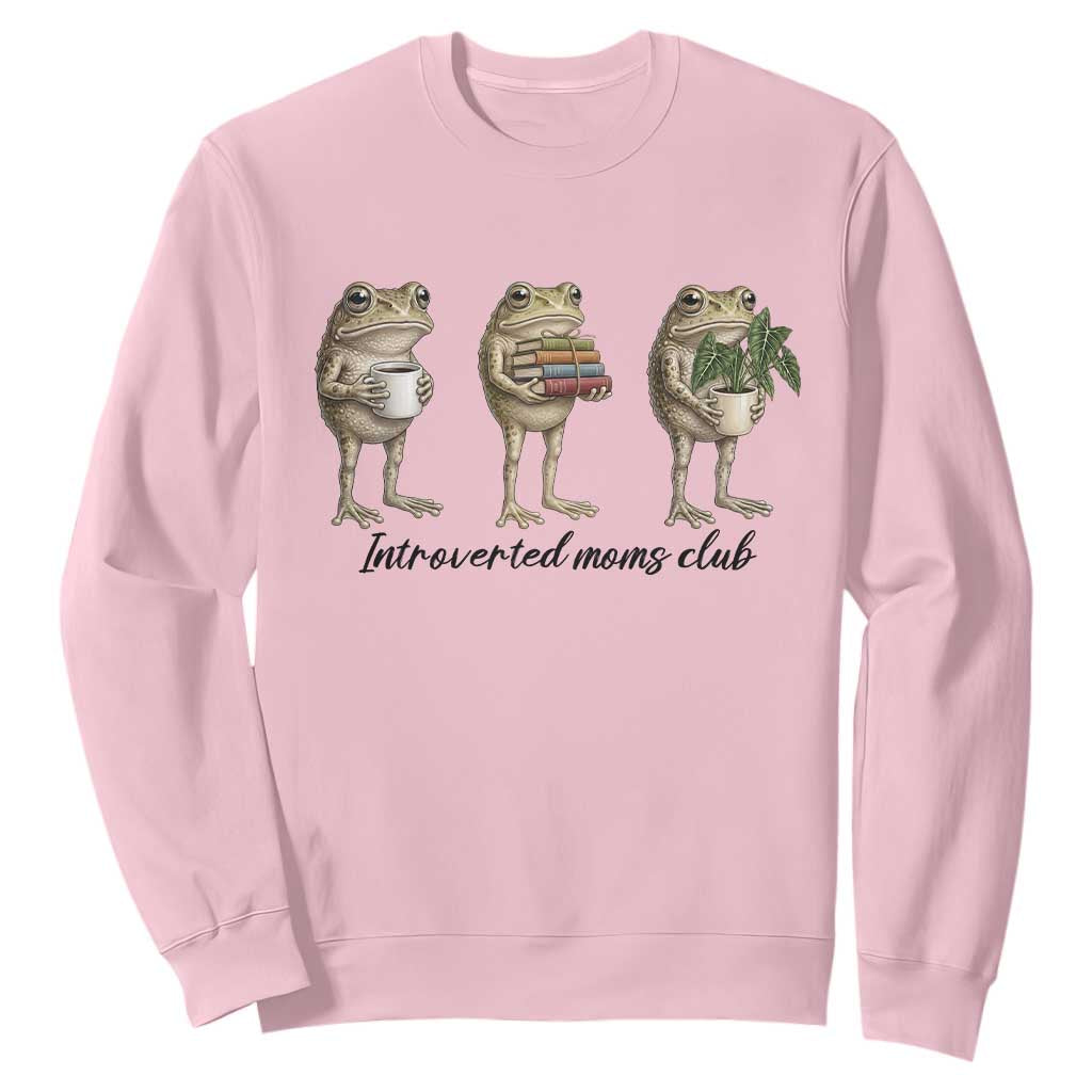 Introverted Moms Club Frog Graphic Sweatshirt Funny Mothers Day Gift TS12 Light Pink Print Your Wear