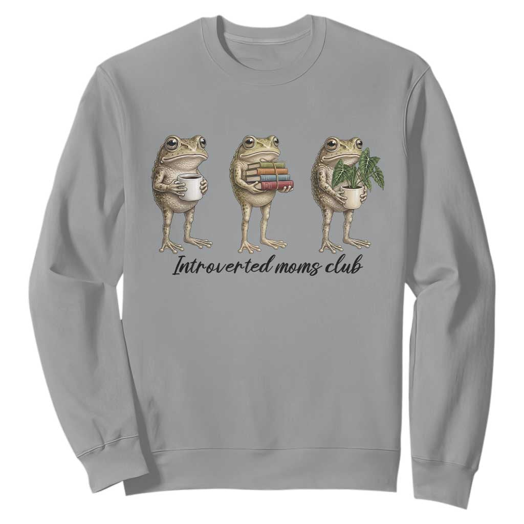 Introverted Moms Club Frog Graphic Sweatshirt Funny Mothers Day Gift TS12 Sport Gray Print Your Wear