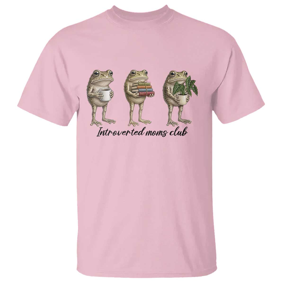 Introverted Moms Club Frog Graphic T Shirt Funny Mothers Day Gift TS12 Light Pink Print Your Wear