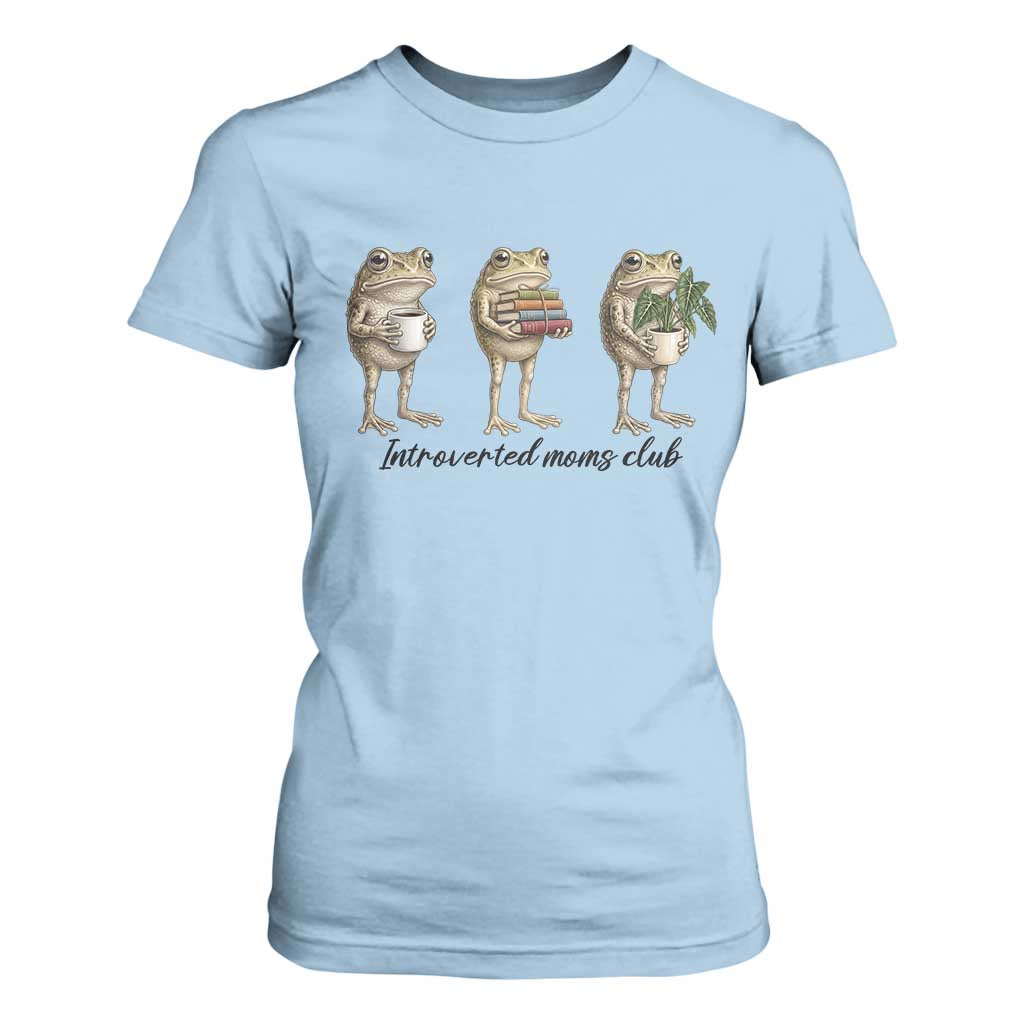 Introverted Moms Club Frog Graphic T Shirt For Women Funny Mothers Day Gift TS12 Light Blue Print Your Wear