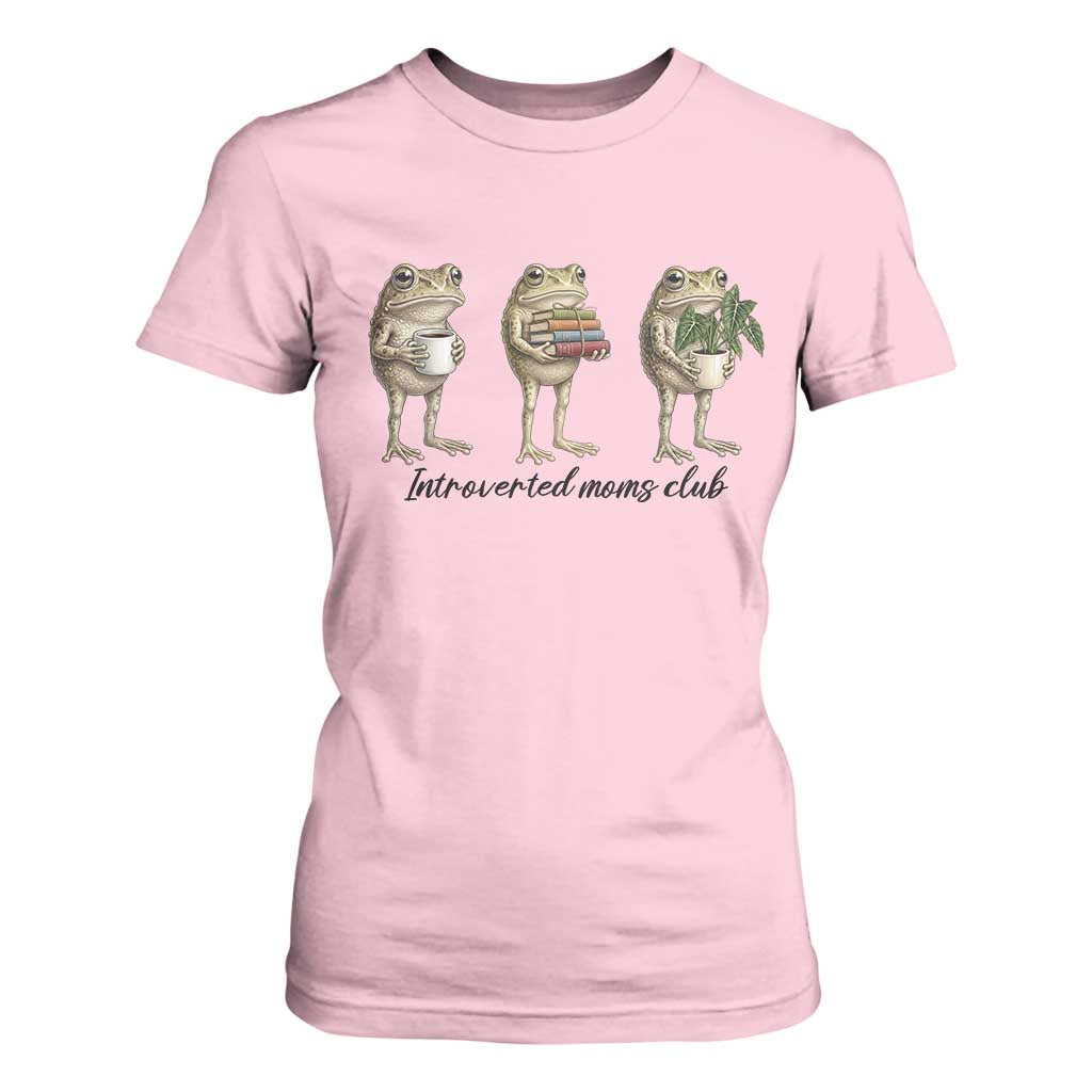 Introverted Moms Club Frog Graphic T Shirt For Women Funny Mothers Day Gift TS12 Light Pink Print Your Wear