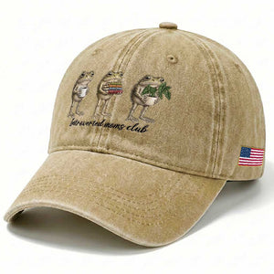 Introverted Moms Club Frog Graphic Washed Cotton Baseball Cap Funny Mothers Day Gift TS12 Print Your Wear