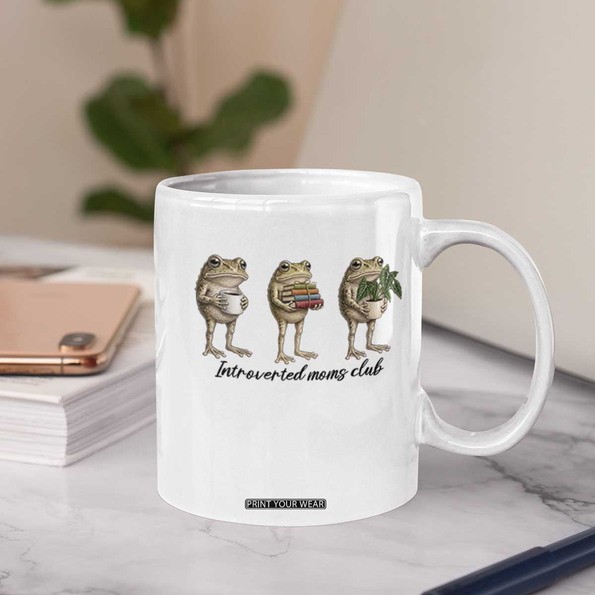 Introverted Moms Club Frog Graphic Coffee Mug Funny Mothers Day Gift TS12 Print Your Wear