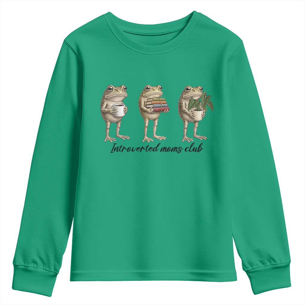 Introverted Moms Club Frog Graphic Youth Sweatshirt Funny Mothers Day Gift TS12 Irish Green Print Your Wear