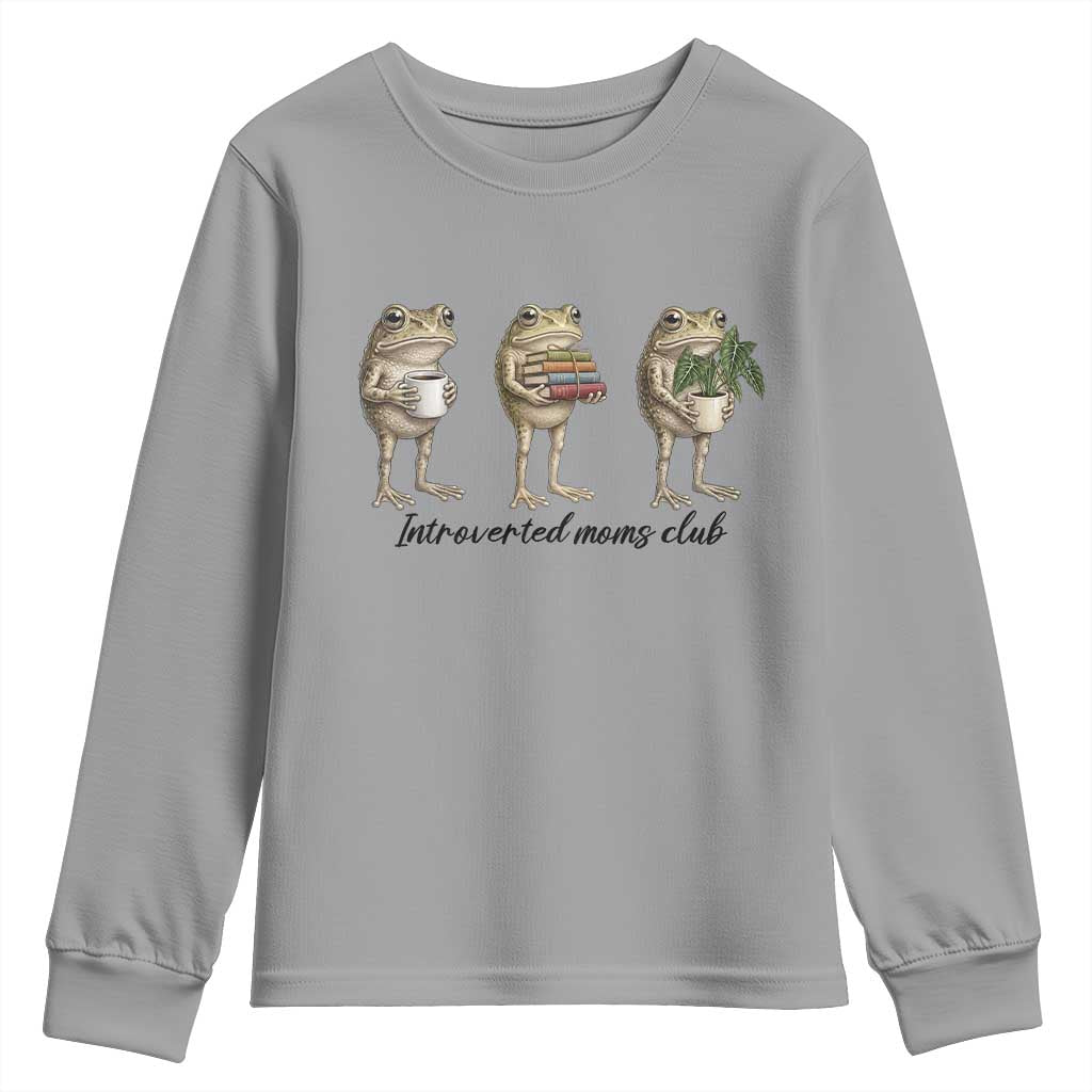 Introverted Moms Club Frog Graphic Youth Sweatshirt Funny Mothers Day Gift TS12 Sport Gray Print Your Wear
