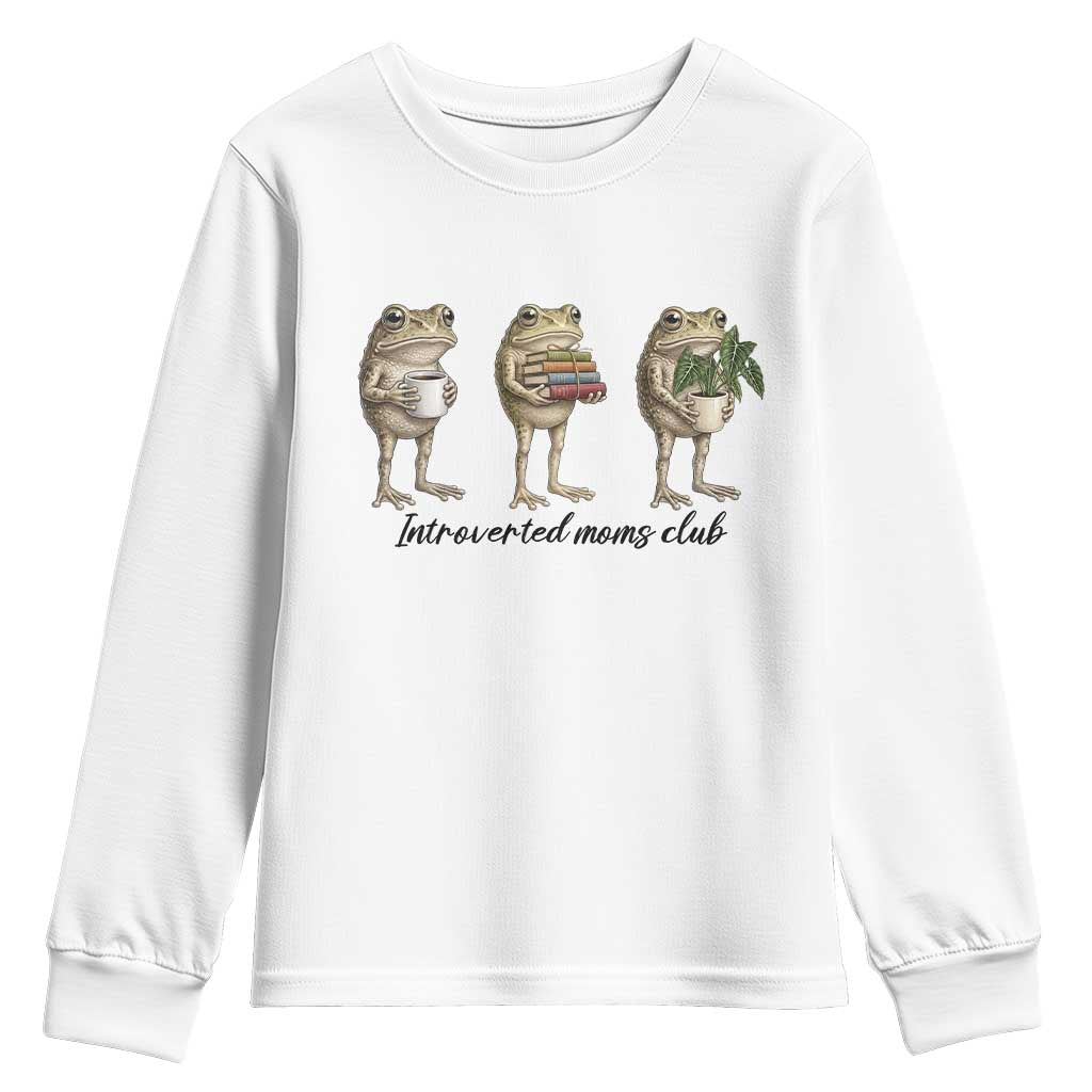 Introverted Moms Club Frog Graphic Youth Sweatshirt Funny Mothers Day Gift TS12 White Print Your Wear