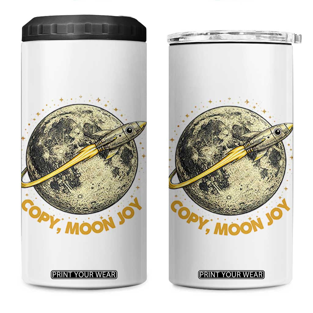 Copy Moon Joy Space Lover Lunar Mission 4 in 1 Can Cooler Tumbler Astronaut Sci Fi Graphic TS12 One Size: 16 oz White Print Your Wear