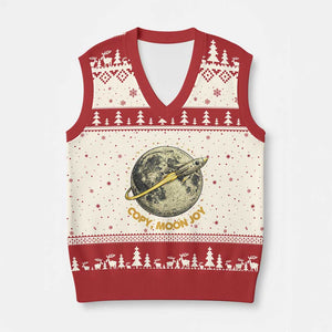Copy Moon Joy Space Lover Lunar Mission V-Neck Knit Sweater Vest Astronaut Sci Fi Graphic TS12 Beige Red Print Your Wear