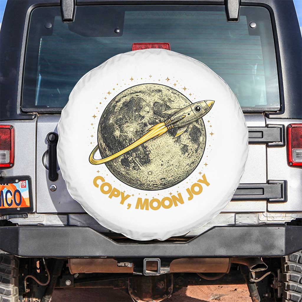 Copy Moon Joy Space Lover Lunar Mission Spare Tire Cover Astronaut Sci Fi Graphic TS12 No hole White Print Your Wear
