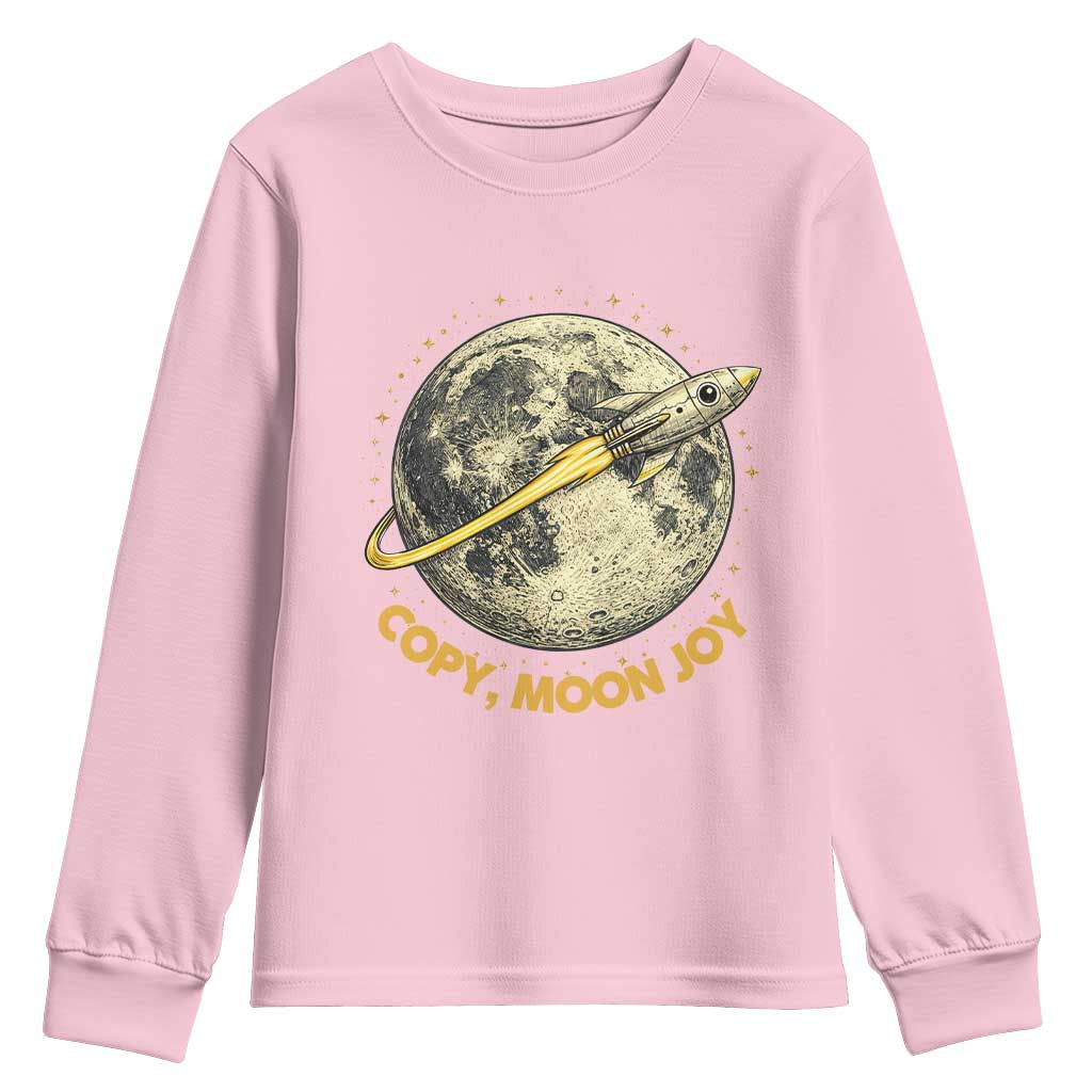Copy Moon Joy Space Lover Lunar Mission Youth Sweatshirt Astronaut Sci Fi Graphic TS12 Light Pink Print Your Wear