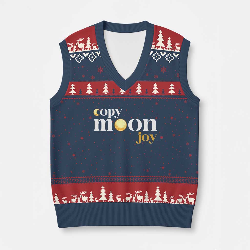 Copy Moon Joy Statement Full Moon V-Neck Knit Sweater Vest Space Exploration Lunar Journey 2026 TS12 Navy Red Print Your Wear