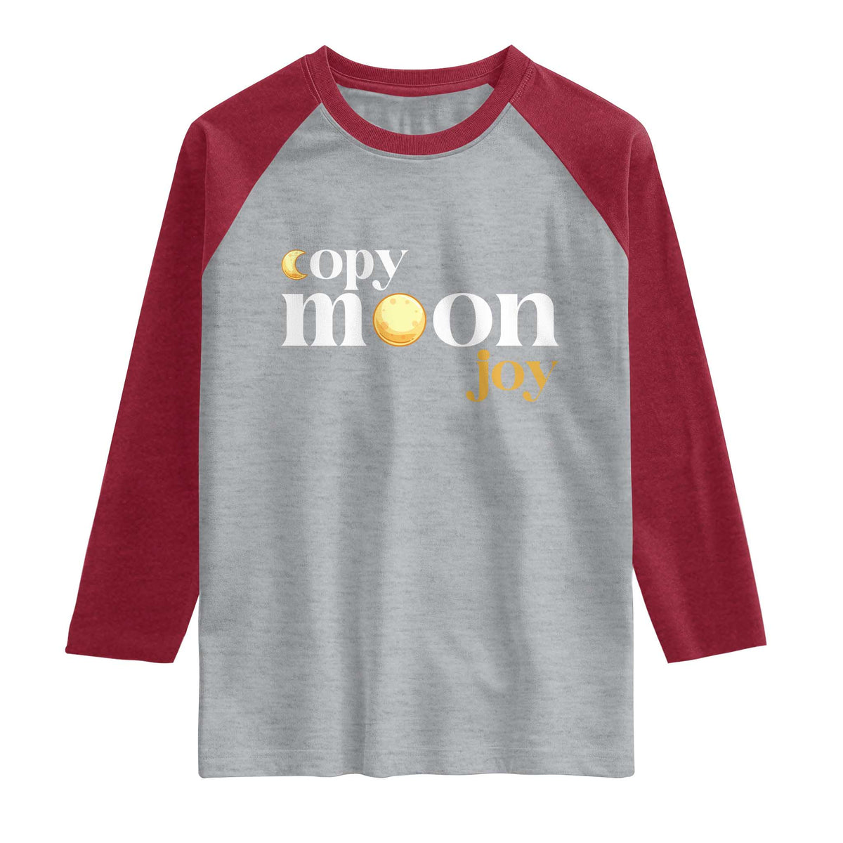 Copy Moon Joy Statement Full Moon Raglan Shirt Space Exploration Lunar Journey 2026 TS12 Heather Gray Heather Red Print Your Wear